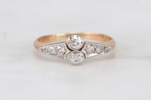 ANTIQUE ART DECO c1920 DIAMOND RING ON 18ct YELLOW & WHITE GOLD