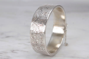 VINTAGE ESTATE ENGRAVED HINGED CUFF ON FRENCH SILVER