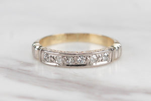 ANTIQUE EDWARDIAN c1915 HALF HOOP DIAMOND RING ON 18ct YELLOW & WHITE GOLD