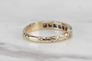 ANTIQUE EDWARDIAN c1915 HALF HOOP DIAMOND RING ON 18ct YELLOW & WHITE GOLD