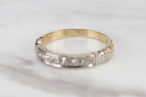 ANTIQUE EDWARDIAN c1915 HALF HOOP DIAMOND RING ON 18ct YELLOW & WHITE GOLD