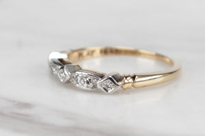 ANTIQUE ART DECO c1920 SEVEN STONE DIAMOND BAND RING ON 18ct YELLOW GOLD & PLATINUM