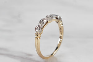 ANTIQUE ART DECO c1920 SEVEN STONE DIAMOND BAND RING ON 18ct YELLOW GOLD & PLATINUM