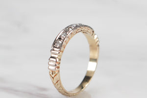 ANTIQUE EDWARDIAN c1915 HALF HOOP DIAMOND RING ON 18ct YELLOW & WHITE GOLD