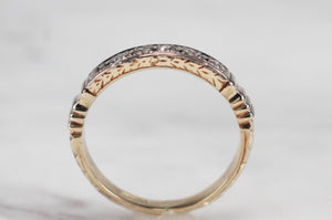 ANTIQUE EDWARDIAN c1915 HALF HOOP DIAMOND RING ON 18ct YELLOW & WHITE GOLD