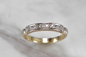 ANTIQUE EDWARDIAN c1915 HALF HOOP DIAMOND RING ON 18ct YELLOW & WHITE GOLD