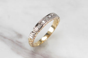 ANTIQUE EDWARDIAN c1915 HALF HOOP DIAMOND RING ON 18ct YELLOW & WHITE GOLD