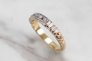 ANTIQUE EDWARDIAN c1915 HALF HOOP DIAMOND RING ON 18ct YELLOW & WHITE GOLD