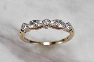 ANTIQUE ART DECO c1920 SEVEN STONE DIAMOND BAND RING ON 18ct YELLOW GOLD & PLATINUM