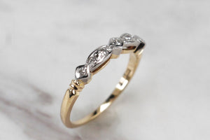 ANTIQUE ART DECO c1920 SEVEN STONE DIAMOND BAND RING ON 18ct YELLOW GOLD & PLATINUM