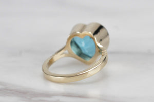 R&V BESPOKE TOPAZ HEART COCKTAIL RING ON 9ct YELLOW GOLD