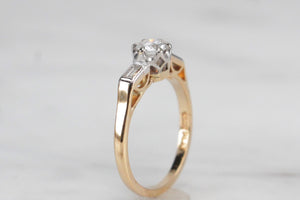 ART DECO c1930 DIAMOND RING ON 18ct YELLOW GOLD & PLATINUM