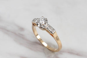 ART DECO c1930 DIAMOND RING ON 18ct YELLOW GOLD & PLATINUM