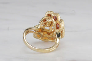 CONTEMPORARY CITRINE DRESS RING ON 18ct YELLOW GOLD