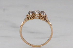 ANTIQUE ART DECO c1920 SEVEN DIAMOND RING ON 18ct YELLOW GOLD & PLATINUM