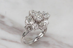 VINTAGE 3.08ct DIAMOND CLUSTER RING ON 18ct WHITE GOLD