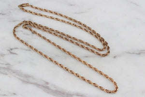 MODERN 9ct YELLOW GOLD LONG ROPE TWIST CHIAN