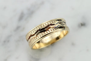 VINTAGE ESTATE 5mm ENGRAVED BAND ON 9ct YELLOW GOLD