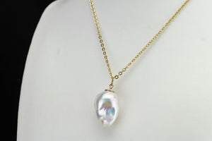 BESPOKE HANDCRAFTED CULTURED BAROQUE FLAME PEARL PENDANT ON 9ct YELLOW GOLD