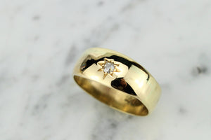 ANTIQUE EDWARDIAN c1900 STAR FLUSH SET DIAMOND RING ON 18ct YELLOW GOLD