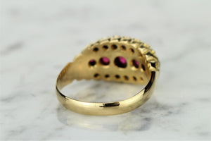 ANTIQUE GARLAND ERA c1914 PINK SAPPHIRE & DIAMOND RING ON 18ct YELLOW GOLD