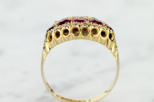 ANTIQUE GARLAND ERA c1914 PINK SAPPHIRE & DIAMOND RING ON 18ct YELLOW GOLD