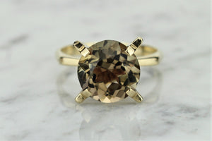 VINTAGE MID CENTURY c1950’s 3.25ct SMOKY QUARTZ RING ON 9ct YELLOW GOLD