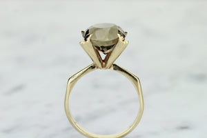 VINTAGE MID CENTURY c1950’s 3.25ct SMOKY QUARTZ RING ON 9ct YELLOW GOLD