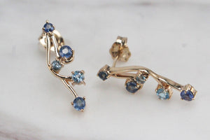 RETRO c1980 TOPAZ EARRINGS ON 9ct YELLOW GOLD