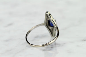 ORIGINAL ART DECO c1920’s SAPPHIRE & DIAMOND RING ON 18ct WHITE GOLD & PLATINUM