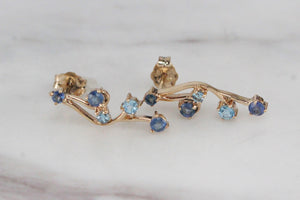 RETRO c1980 TOPAZ EARRINGS ON 9ct YELLOW GOLD