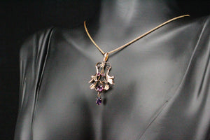 ANTIQUE EDWARDIAN c1910 AMETHYST LAVALIERE ON 9ct YELLOW GOLD