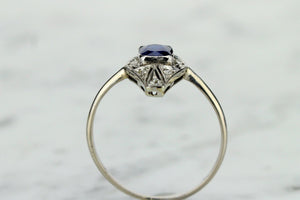 ORIGINAL ART DECO c1920’s SAPPHIRE & DIAMOND RING ON 18ct WHITE GOLD & PLATINUM