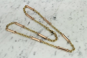 ANTIQUE VICTORIAN c1890’s ALBERT CHAIN ON 9ct YELLOW AND ROSE GOLD