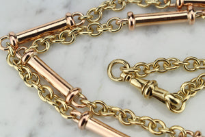 ANTIQUE VICTORIAN c1890’s ALBERT CHAIN ON 9ct YELLOW AND ROSE GOLD