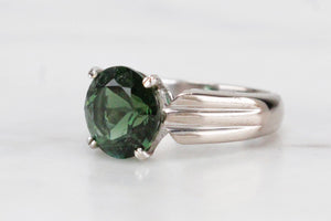 CONTEMPORARY CUSTOM 3.75ct GREEN TOURMALINE RING ON 18ct WHITE GOLD