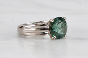 CONTEMPORARY CUSTOM 3.75ct GREEN TOURMALINE RING ON 18ct WHITE GOLD