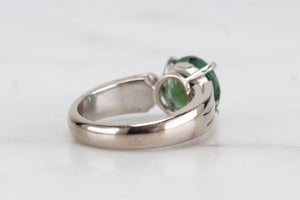 CONTEMPORARY CUSTOM 3.75ct GREEN TOURMALINE RING ON 18ct WHITE GOLD