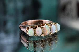 ANTIQUE EDWARDIAN OPAL HALF-HOOP RING ON 9ct ROSE GOLD