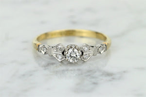 ANTIQUE ART DECO c1920 DIAMOND RING ON 18ct YELLOW GOLD & PLATINUM