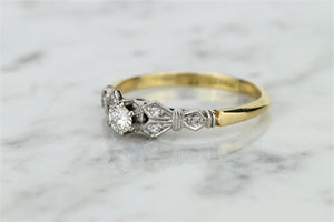 ANTIQUE ART DECO c1920 DIAMOND RING ON 18ct YELLOW GOLD & PLATINUM