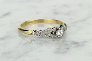 ANTIQUE ART DECO c1920 DIAMOND RING ON 18ct YELLOW GOLD & PLATINUM