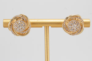 MODERN 1ct DIAMOND CLUSTER EARRINGS ON 18ct YELLOW GOLD
