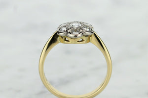 ANTIQUE EDWARDIAN/EARLY ART DECO c1910-20 DIAMOND DAISY RING ON 18ct YELLOW AND PLATINUM