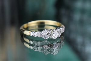 ANTIQUE ART DECO c1920 DIAMOND RING ON 18ct YELLOW GOLD & PLATINUM