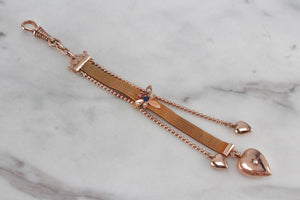 ANTIQUE EDWARDIAN c1910 SAPPHIRE RUBY & SEED PEARL ALBERTINA FOB LANYARD ON 14ct YELLOW GOLD