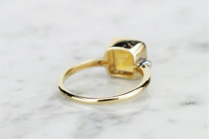 MODERN 2.5ct CITRINE & DIAMOND RING ON 9ct YELLOW GOLD