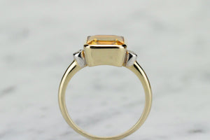 MODERN 2.5ct CITRINE & DIAMOND RING ON 9ct YELLOW GOLD