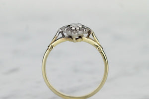 BESPOKE ART DECO/NOUVEAU INSPIRED DIAMOND RING ON 9CT YELLOW & WHITE GOLD