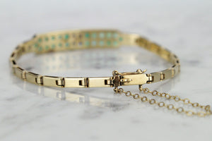 MODERN ESTATE EMERALD & DIAMOND BRACELET ON 14ct YELLOW GOLD